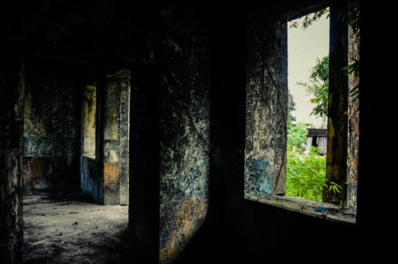 An inside view of a burned down hospital. I had a blast shooting this dilapidated building.